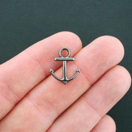 10 Anchor Gunmetal Tone Charms 2 Sided- SC4598