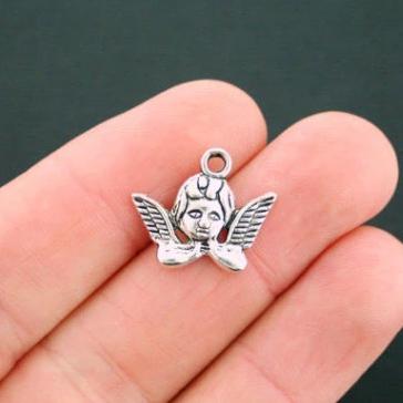 10 Angel Antique Silver Tone Charms - SC006