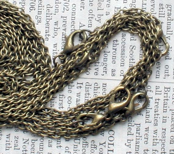 Antique Bronze Cable Chain Necklaces 16" - 3.7mm - 10 Necklaces - N018