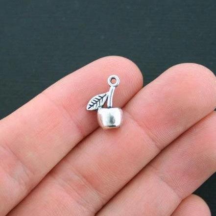 10 Apple Antique Silver Tone Charms 3D - SC4292