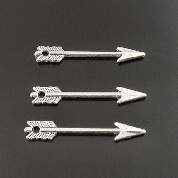 10 Arrow Antique Silver Tone Charms 2 Sided - SC1539