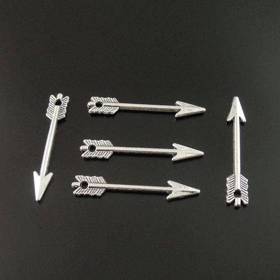 10 Arrow Antique Silver Tone Charms 2 Sided - SC1539
