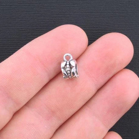 Bail Beads 11mm x 7mm - Antique Silver Tone - 10 Beads - SC3029