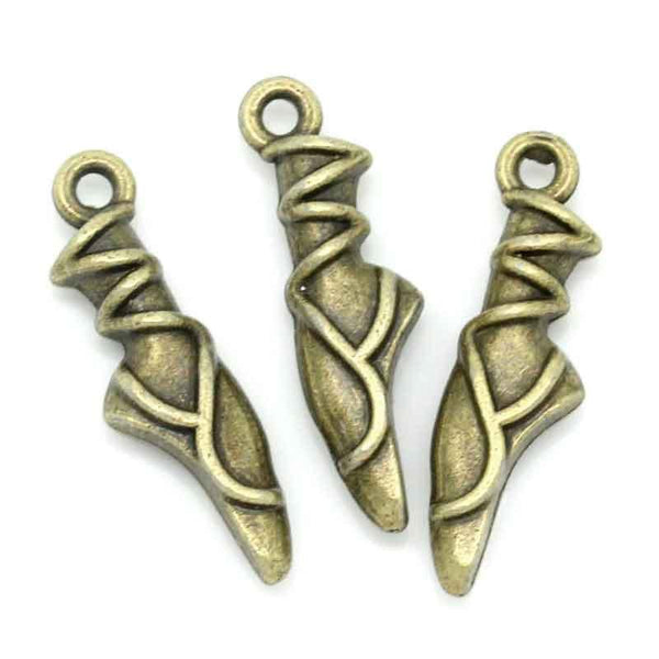 10 Ballet Antique Bronze Tone Charms 2 Sided - BC802