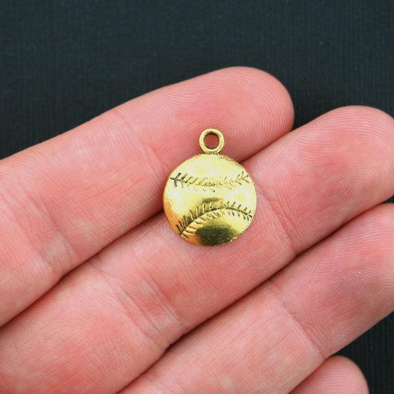 10 Baseball Antique Gold Tone Charms - GC280