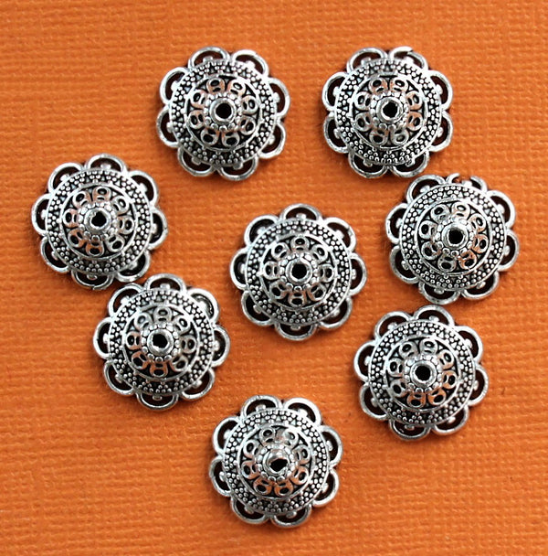Capuchons de perles argentés antiques - 16 mm x 6,5 mm - 10 pièces - SC4728