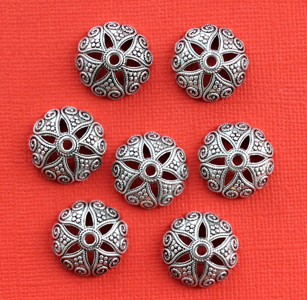Capuchons de perles argentés antiques - 20 mm x 7 mm - 10 pièces - SC4732