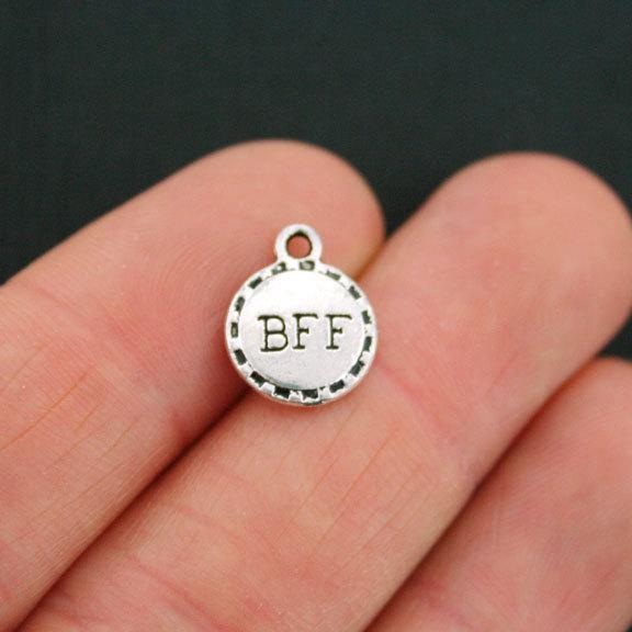 10 Best Friend Antique Silver Tone Charms - SC5384