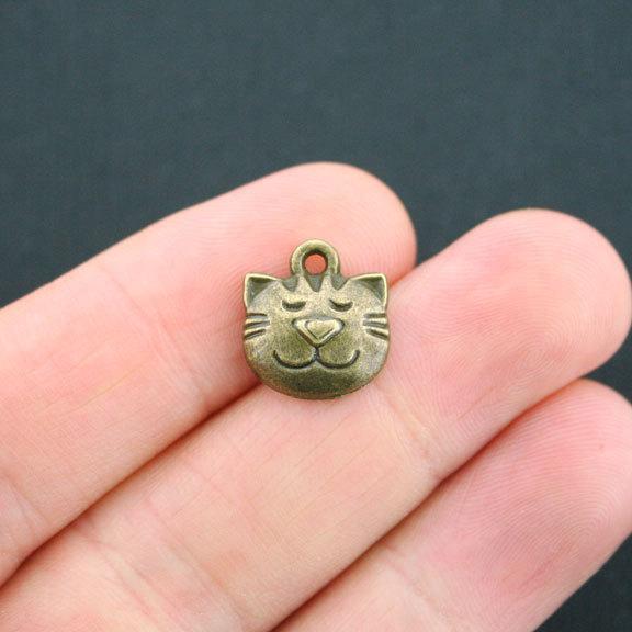 10 Cat Antique Bronze Tone Charms - BC709