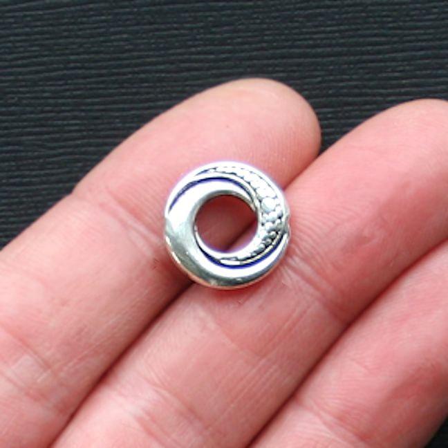 Perles intercalaires rondes 14 mm - ton argent - 10 perles - SC2392