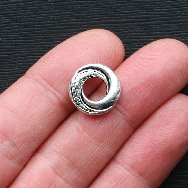 Perles intercalaires rondes 14 mm - ton argent - 10 perles - SC2392