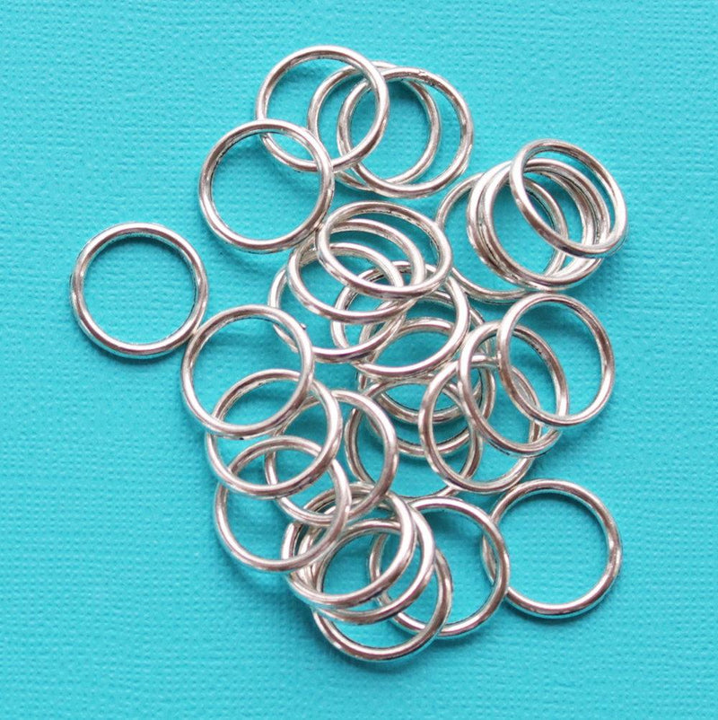 Antique Silver Tone Linking Rings 19mm - Closed 12 Gauge - 10 Rings  - Z132