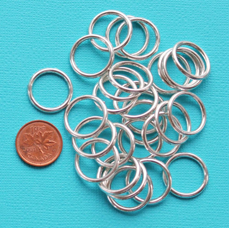 Antique Silver Tone Linking Rings 19mm - Closed 12 Gauge - 10 Rings  - Z132