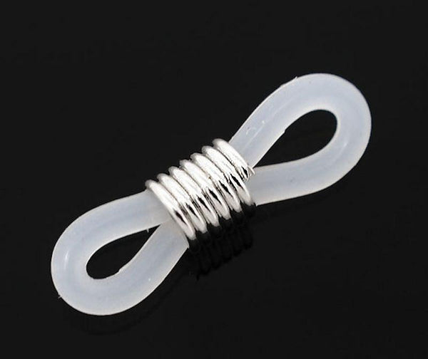 10 Clear Rubber Connectors for Glasses Holder Necklace Chain - FD021