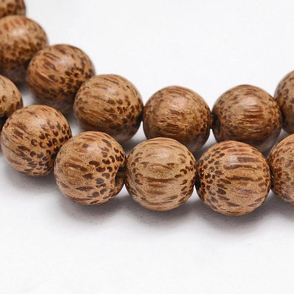 Perles de noix de coco rondes 13 mm x 11 mm - Noix de coco naturelle assorties - 10 perles - BD280