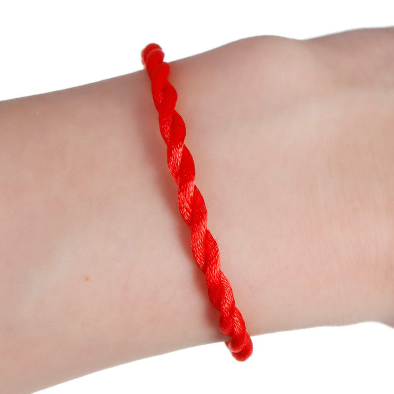 Red Braided Cord Bracelets 7 3/4" - 4mm - 10 Bracelets - N299