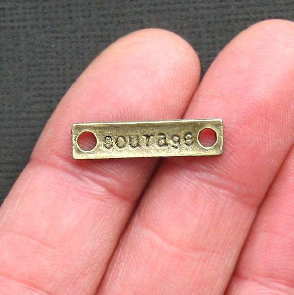 10 Courage Connector Antique Bronze Tone Charms - BC819
