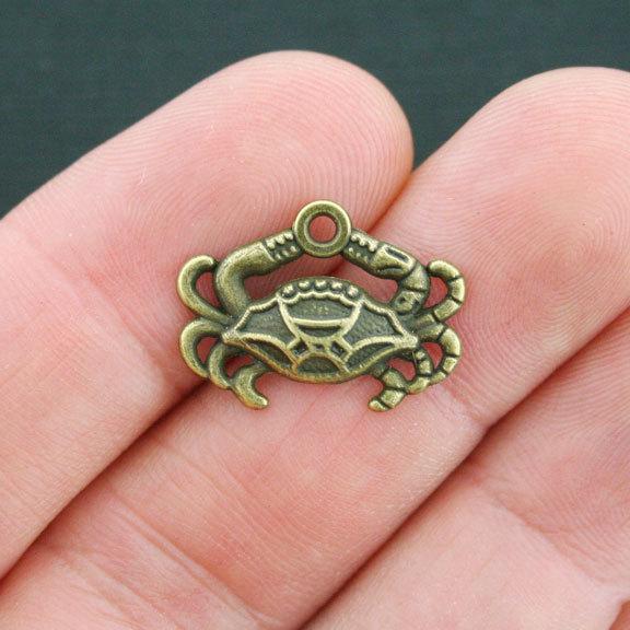 10 Crab Antique Bronze Tone Charms - BC1108