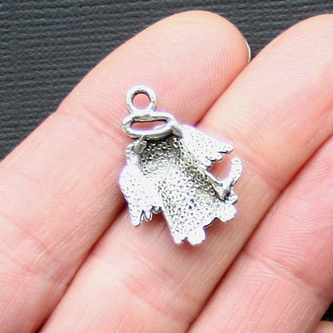 10 Dog Angel Antique Silver Tone Charms - SC3083