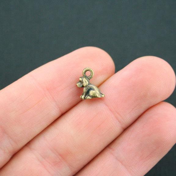 10 breloques chien bronze antique 3D - BC1432