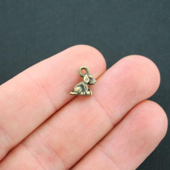 10 Dog Antique Bronze Tone Charms 3D - BC1432