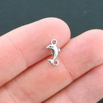 10 breloques de ton argent antique connecteur dauphin 3D - SC4586