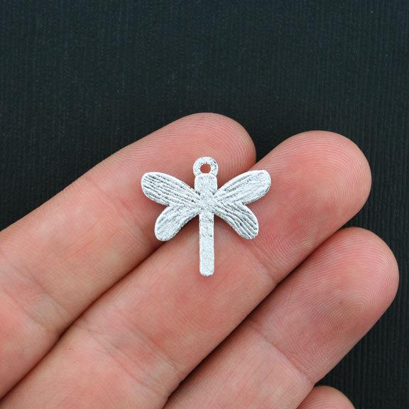 10 Dragonfly Antique Silver Tone Charms - SC3488