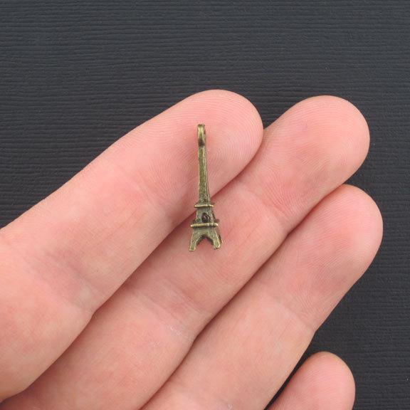 10 breloques 3D tour Eiffel ton bronze antique - BC555