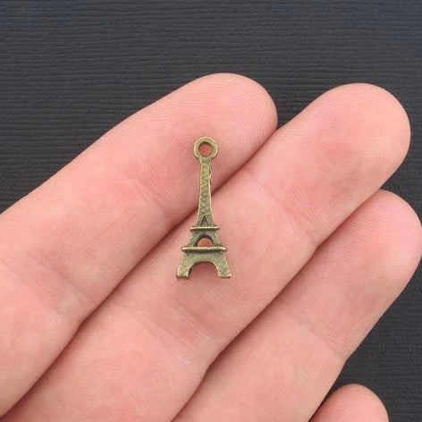 10 breloques 3D tour Eiffel ton bronze antique - BC555
