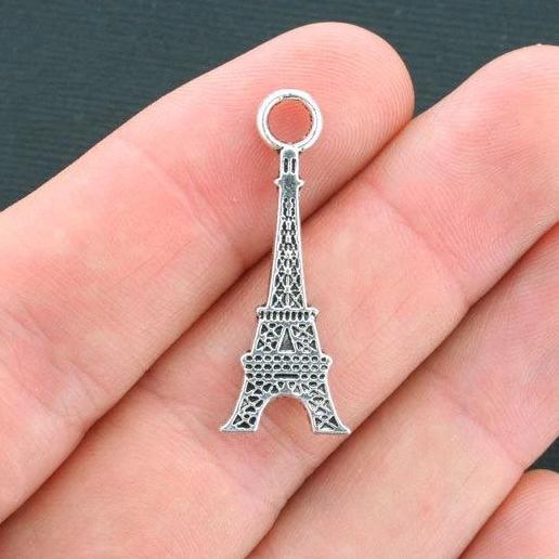 10 Eiffel Tower Antique Silver Tone Charms - SC4173