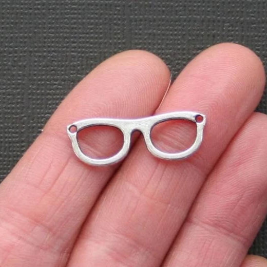 10 connecteurs de lunettes breloques argentées antiques 2 faces - SC2114