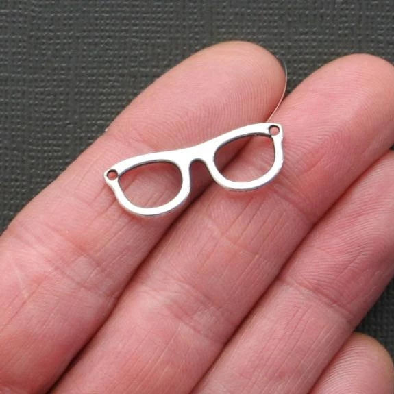 10 Eyeglasses Connector Antique Silver Tone Charms 2 Sided - SC2114
