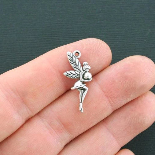 10 Fairy Antique Silver Tone Charms 2 Sided - SC550