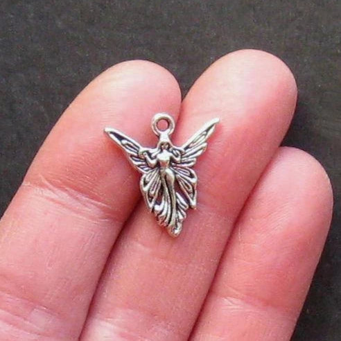 10 Fairy Antique Silver Tone Charms - SC1164