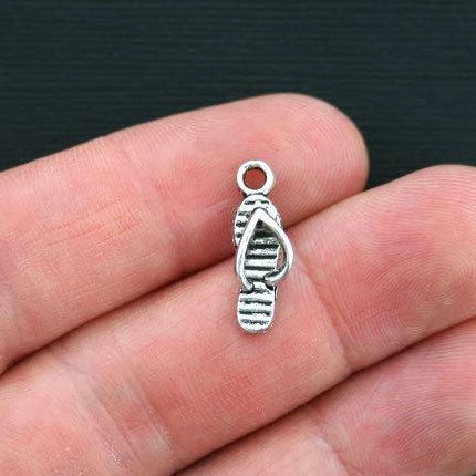 10 Flip Flop Antique Silver Tone Charms - SC1610