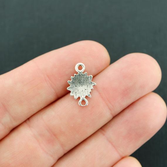 10 Flower Connector Antique Silver Tone Charms - SC2181