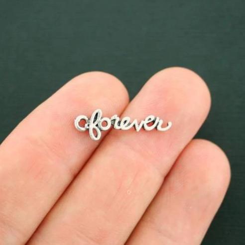 10 Forever Antique Silver Tone Charms - SC7312