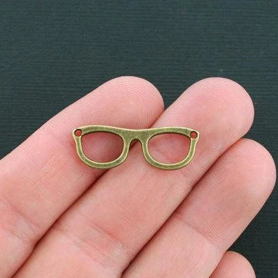 Connecteur de 10 verres breloques ton bronze antique 2 faces - BC1246