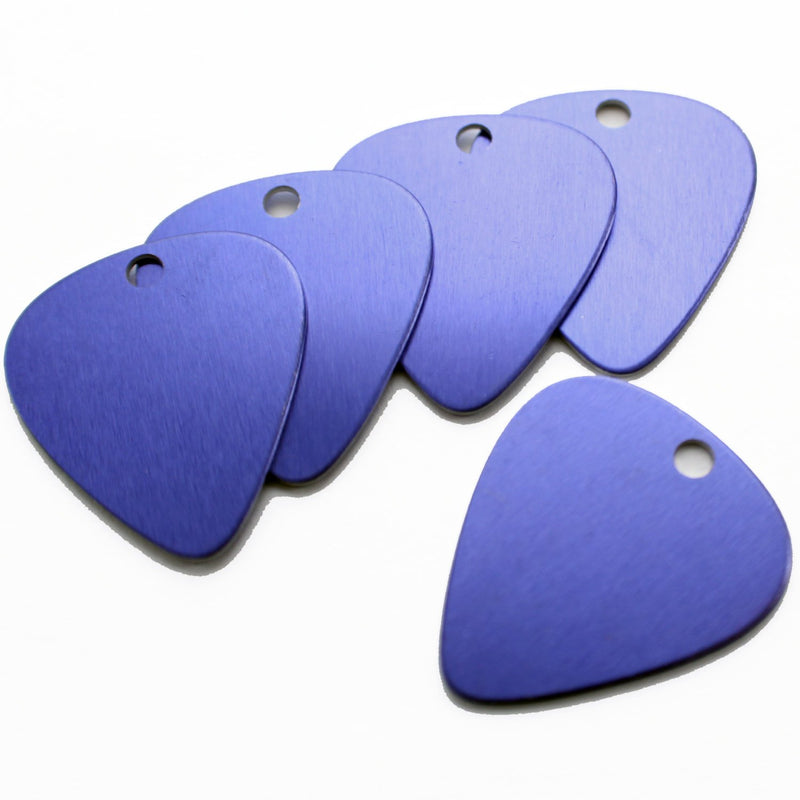 Guitar Pick Stamping Blanks - Purple Anodized Aluminum - 28mm x 25mm - 10 Tags - MT162