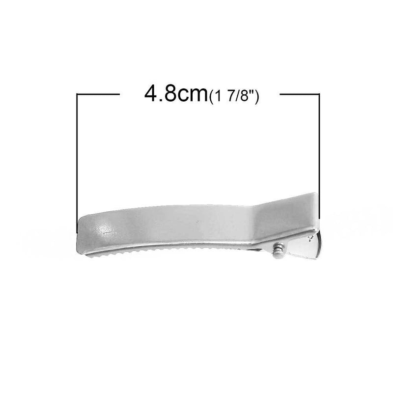 SALE Silver Tone Hair Clips - 48mm x 10mm - 10 Pieces - Z454