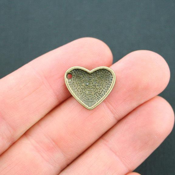 SALE 10 Heart Antique Bronze Tone Charms - BC1434