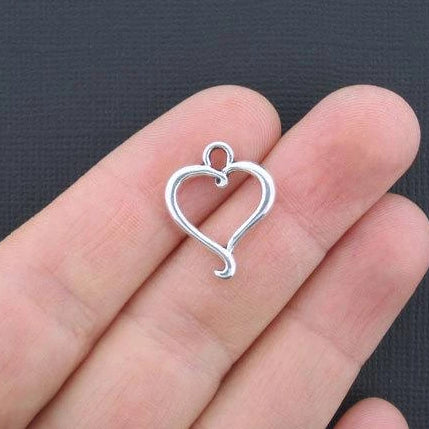 10 breloques de ton argent antique coeur 2 faces - SC2225