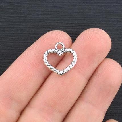 10 charmes de ton argent antique coeur 2 faces - SC3163