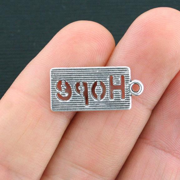 10 Hope Antique Silver Tone Charms - SC4056