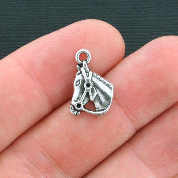 10 Horse Antique Silver Tone Charms - SC4015