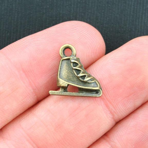 SALE 10 Ice Skate Charms Antique Bronze Tone Charms - BC1052