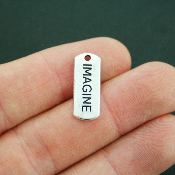 10 Imagine Antique Silver Tone Charms - SC5103