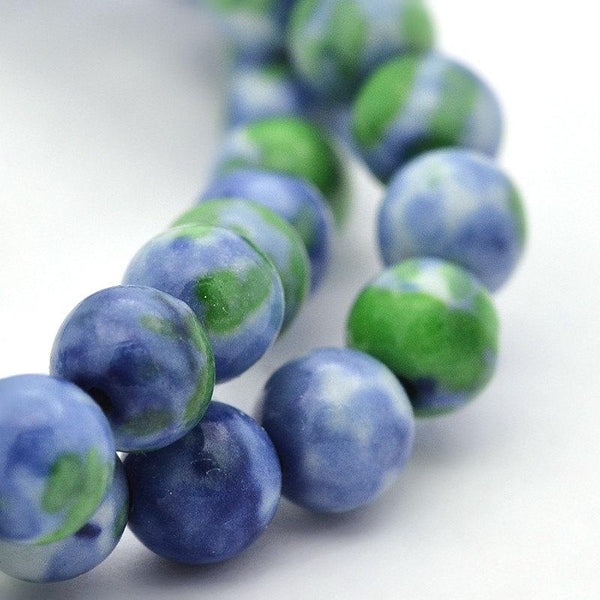 Perles de Jade Synthétique Rondes 12mm - Bleu Océan - 10 Perles - BD937