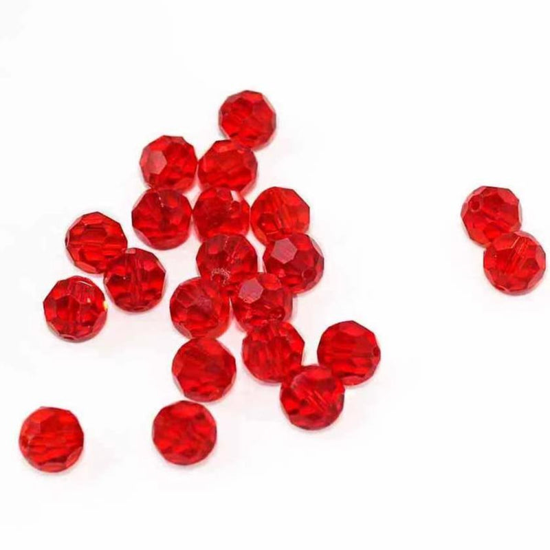 Faceted Glass Beads 8mm - July Birthstone Ruby - 10 Beads - BD447