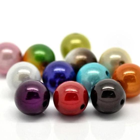 Round Acrylic Beads 14mm - Assorted Glow Rainbow Colors - 10 Beads - BD041